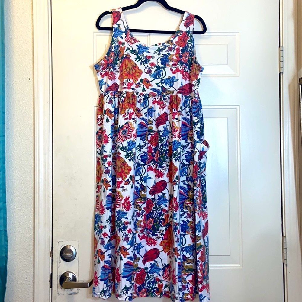 Vintage Floral House Stretch Dress Size Appreciate 2X& 3X No Size Label 🏷